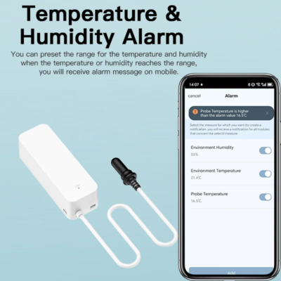 WiFi Temperature and Humidity Sensor External Probe Remote Control Smart Home Monitor Wrok With Alexa Tuya Smart Life - Image 4