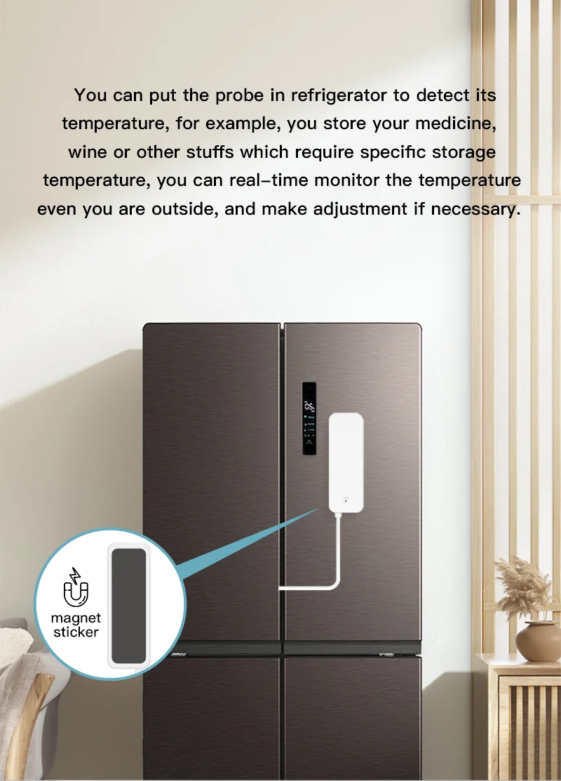 WiFi Temperature and Humidity Sensor External Probe Remote Control Smart Home Monitor Wrok With Alexa Tuya Smart Life