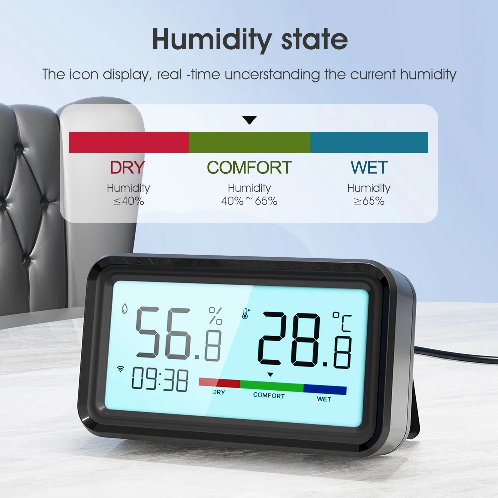 Tuya WiFi ZigBee Temperature Humidity Sensor with Screen Time Display Smart Home Indoor Hygrometer for Alexa Google Smart Life Tuya WiFi ZigBee Temperature Humidity Sensor with Screen Time Display Smart Home Indoor Hygrometer for Alexa Google Smart Life