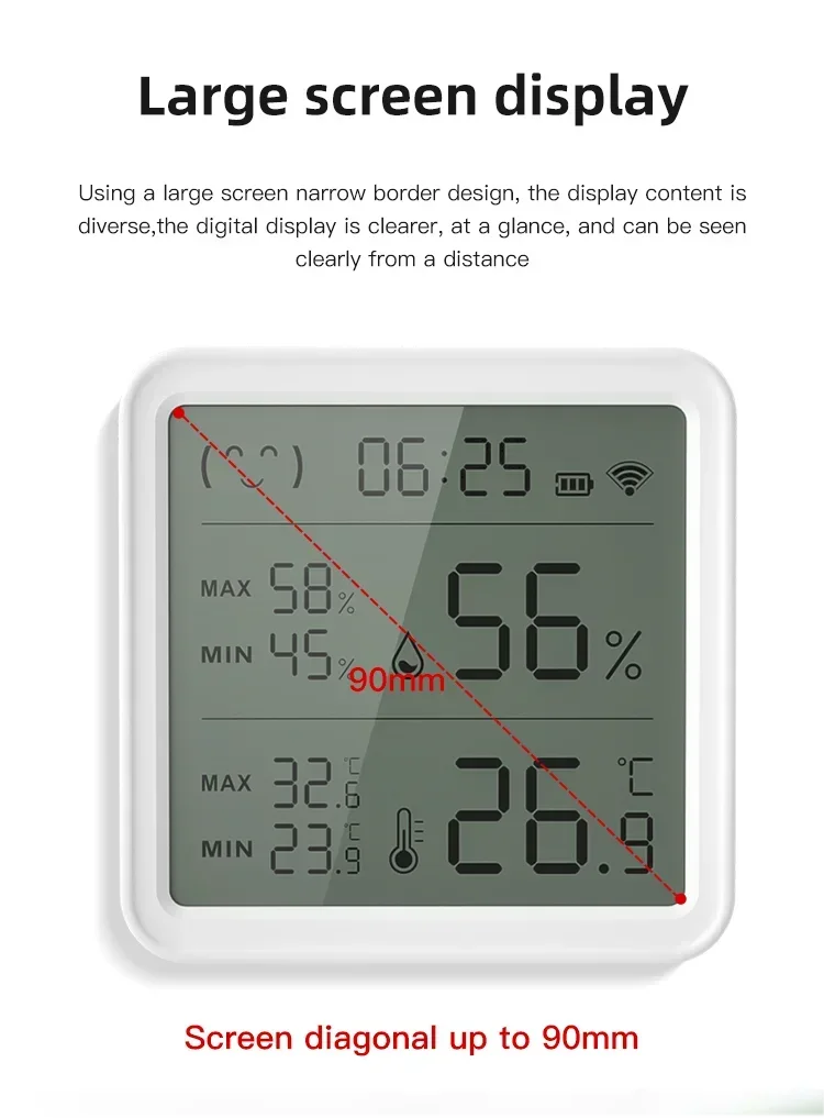 Tuya WiFi Temperature Humidity Sensor For Smart Home Backlight Hygrometer Thermometer Compatible Bluetooth APP Remote Control