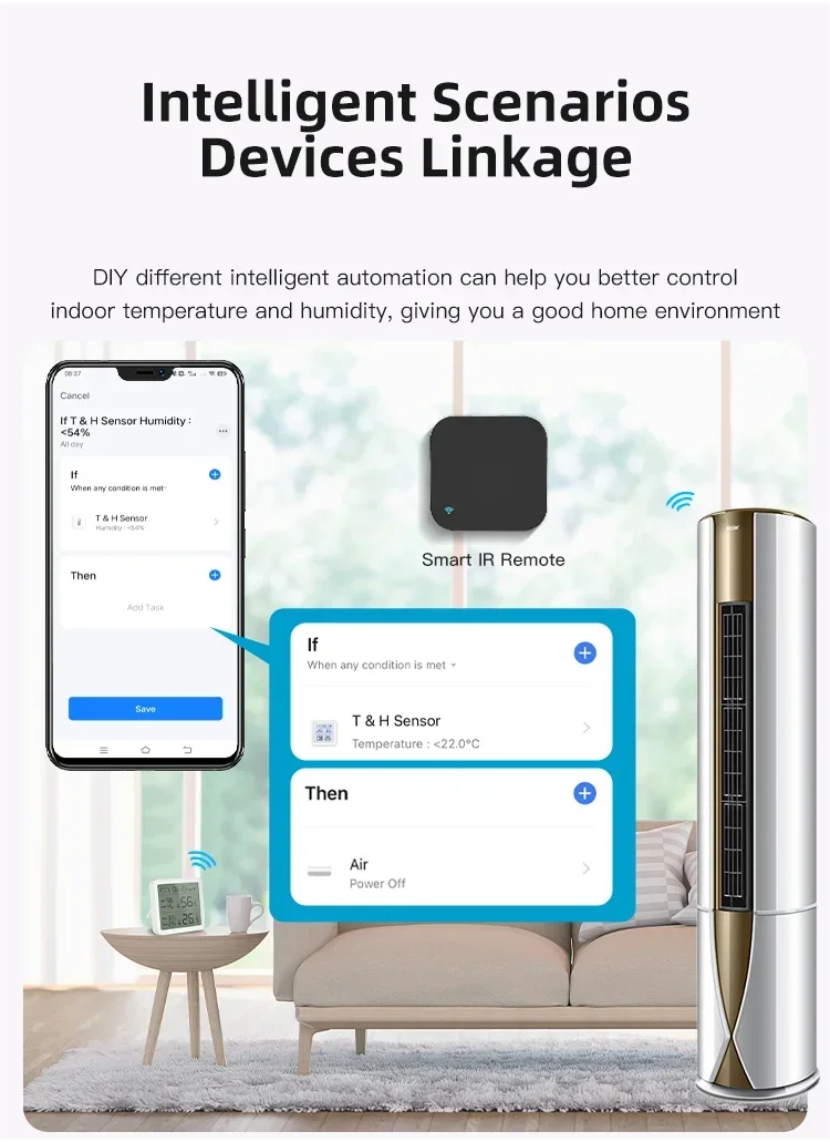 Tuya WiFi Temperature Humidity Sensor For Smart Home Backlight Hygrometer Thermometer Compatible Bluetooth APP Remote Control