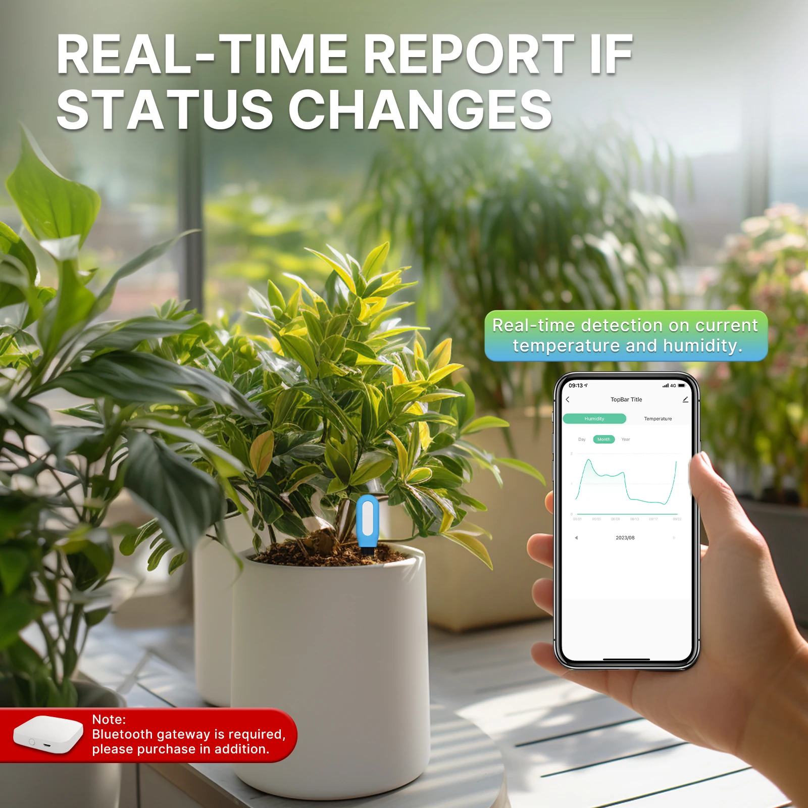 Tuya Smart Garden Soil Moisture Meter Temperature and Humidity Sensor Potted Plant Hygrometer Monitor Plants Moist Testing Tool