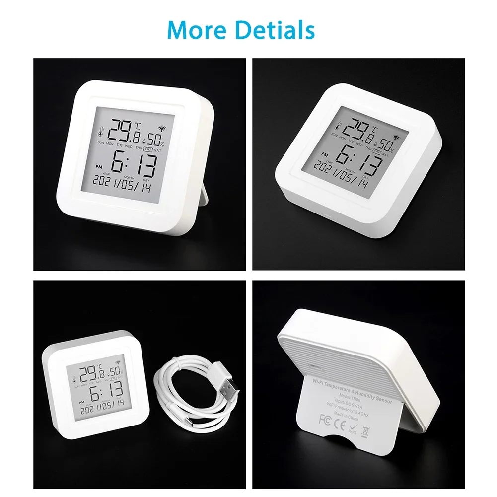 Zigbe WIFI Sensore Smart Home Temperature Humidity Sensor with Backlight Smart Life Support Alexa Google Assistant