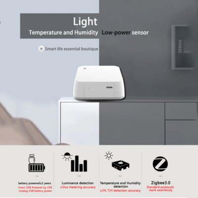 Tuya Zigbee Photometer Thermohygrometer Smart Light Sensor Hygrometer Environmental Monitor Brightness detector For Smart Home