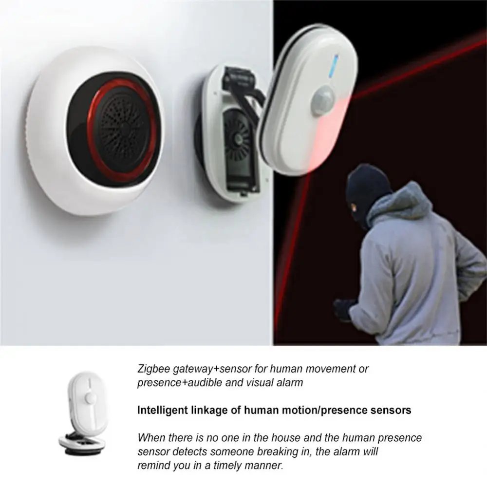 Tuya Zigbee 100DB Smart Sound And Light Alarm Two-in-one Sensor Battery / Usb Dual Power Intelligent Linkage For Smart Life