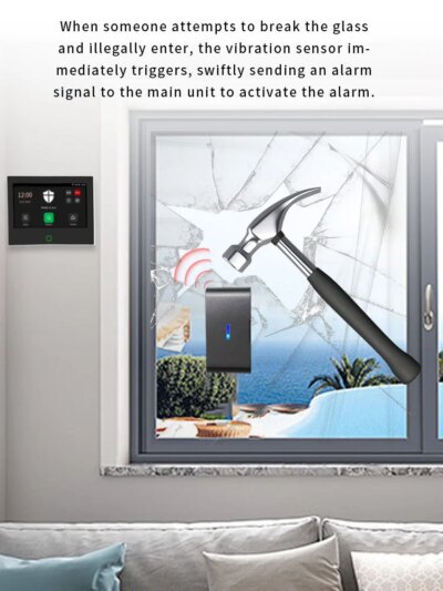 Wireless Window Shock Glass Break Detector 433MHz Door Vibration Sensor with Senstitive Adjustment for Security Alarm System - Image 2