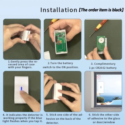 Wireless Window Shock Glass Break Detector 433MHz Door Vibration Sensor with Senstitive Adjustment for Security Alarm System - Image 4