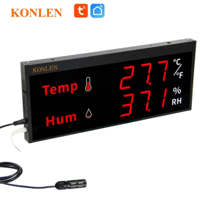 WiFi Temperature Humidity Sensor Big Screen Digital Hygrometer Thermometer Tuya Smart Life For Freezer Plants Moisture Monitor