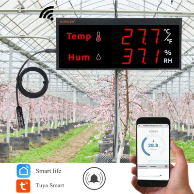 WiFi Temperature Humidity Sensor Big Screen Digital Hygrometer Thermometer Tuya Smart Life For Freezer Plants Moisture Monitor - Image 2