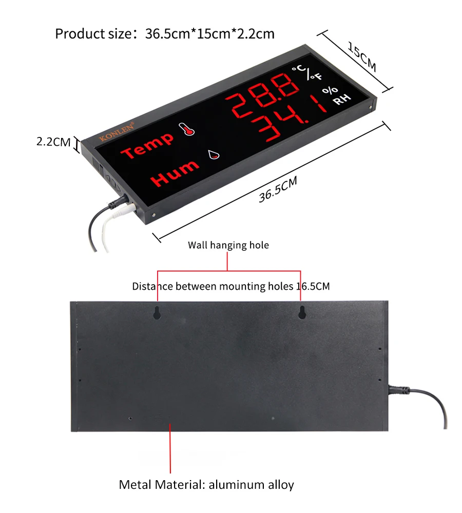 WiFi Temperature Humidity Sensor Big Screen Digital Hygrometer Thermometer Tuya Smart Life For Freezer Plants Moisture Monitor