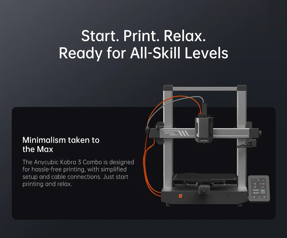 ANYCUBIC Kobra 3 Combo Multi-Color FDM 3D Printer Max 600mm/s Printing Speed Build Size 250x250x260mm