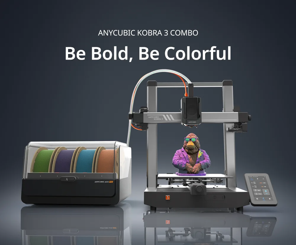 ANYCUBIC Kobra 3 Combo Multi-Color FDM 3D Printer Max 600mm/s Printing Speed Build Size 250x250x260mm