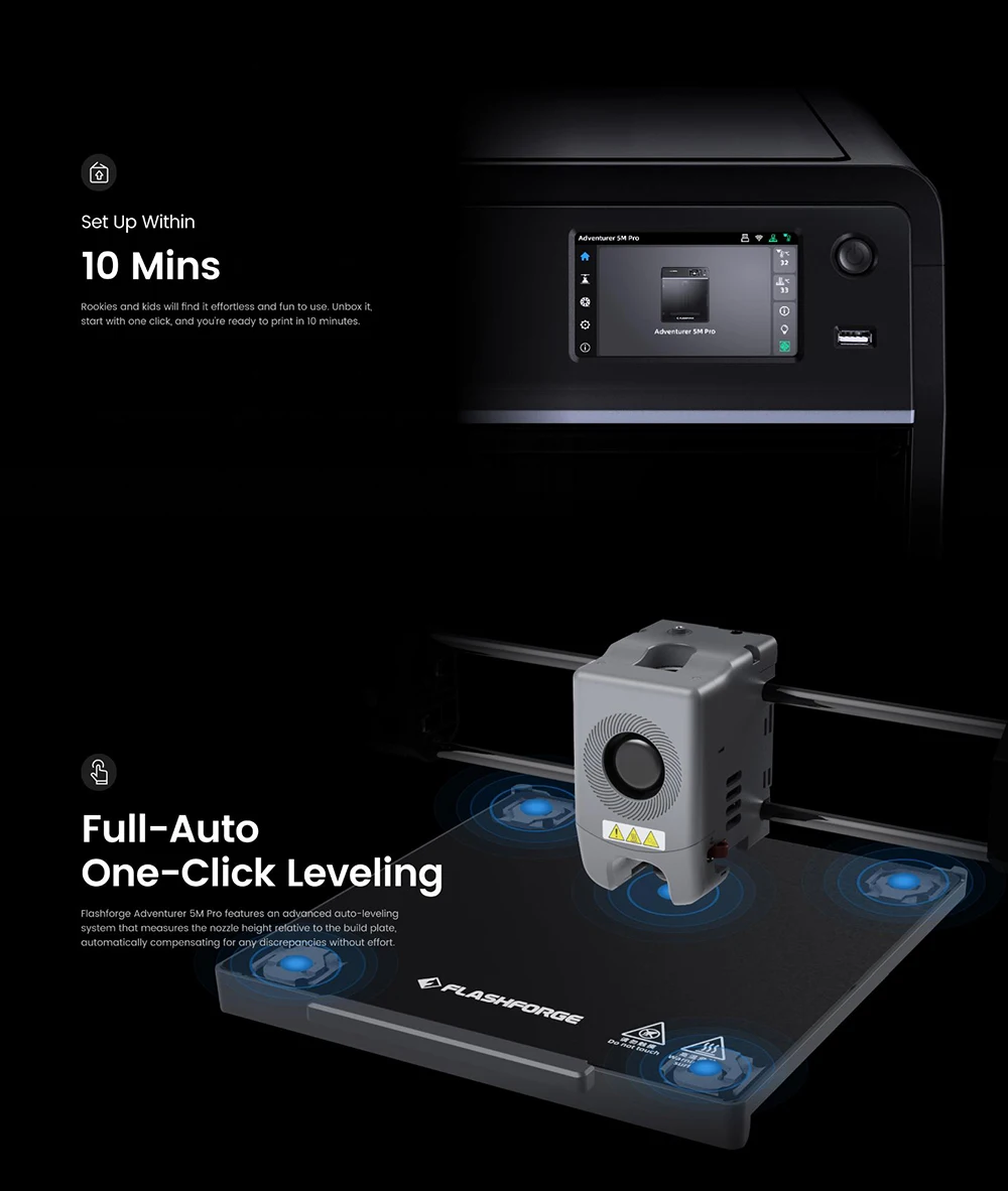 Flashforge Adventurer 5M Pro 3d Printer High Speed Full-auto Leveling Direct Extruder Automatic Shutdown With Camera