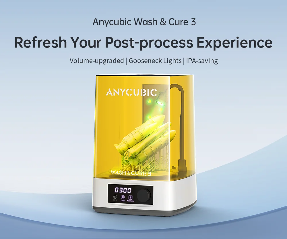 ANYCUBIC Wash & Cure 3 For Photon Mono 2 LCD SLA 3D Printer Models UV Rotary Curing Resin Cleaning Machine 2 in 1
