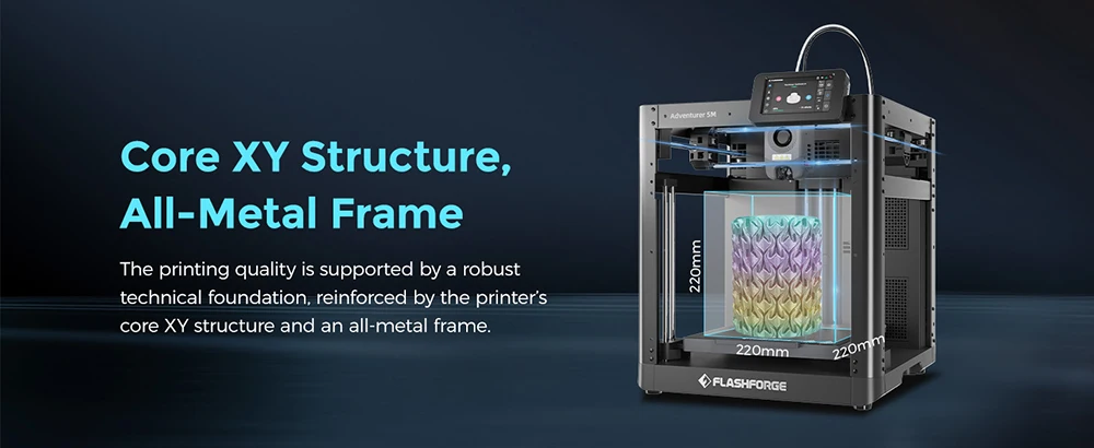 Flashforge Adventurer 5M 3d Printer Max 600mm/s High Speed Full-auto Leveling 280℃ Direct Extruder PEI Flexible Plate
