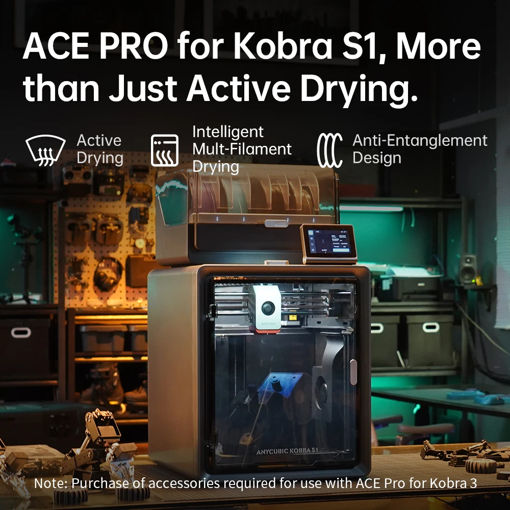 Anycubic Kobra S1 Combo Multi-Color 3D Printer Max Speed 600mm/s Core XY Stable Structure High Precision Ultra-Quiet 3D Printer