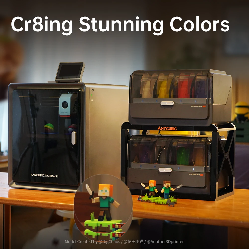 Anycubic Kobra S1 Combo Multi-Color 3D Printer Max Speed 600mm/s Core XY Stable Structure High Precision Ultra-Quiet 3D Printer