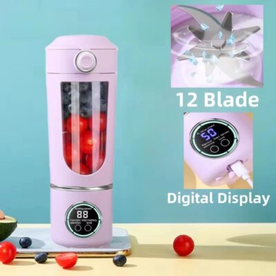 New Portable Juice Maker Blender for Shakes Smoothies 700ML Multiple Colors 12-Blades Fast Mixing 2 In 1 Blender Bottle Juicer - Image 2