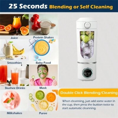 New Portable Juice Maker Blender for Shakes Smoothies 700ML Multiple Colors 12-Blades Fast Mixing 2 In 1 Blender Bottle Juicer - Image 3
