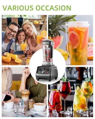 BioloMix 3HP 2200W Heavy Duty Grade Timer Blender Mixer Juicer Fruit Food Processor Ice Smoothies BPA Free 2L Jar - Image 6