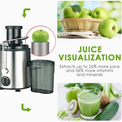 Juicer centrifugal Household large caliber electric juice machine residue separation vegetable Juicer EU UK - Image 5
