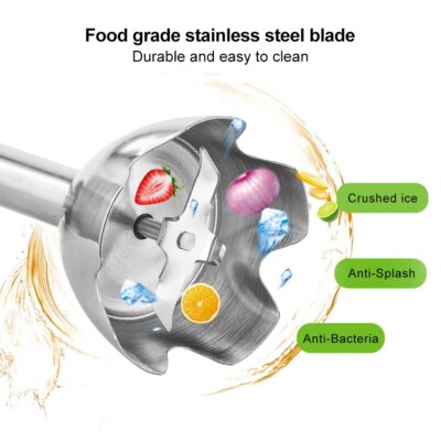 BioloMix 4 in 1 High Power 1200W Immersion Hand Stick Blender Mixer Includes Chopper and Smoothie Cup Stainless Steel Ice Blades - Image 3