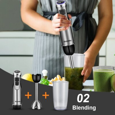BioloMix 4 in 1 High Power 1200W Immersion Hand Stick Blender Mixer Includes Chopper and Smoothie Cup Stainless Steel Ice Blades - Image 5