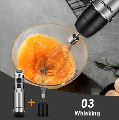 BioloMix 4 in 1 High Power 1200W Immersion Hand Stick Blender Mixer Includes Chopper and Smoothie Cup Stainless Steel Ice Blades - Image 6