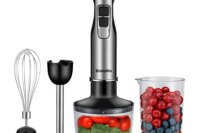 BioloMix 4 in 1 High Power 1200W Immersion Hand Stick Blender Mixer Includes Chopper and Smoothie Cup Stainless Steel Ice Blades
