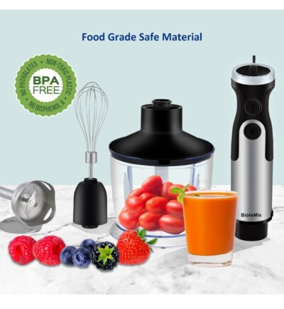 BioloMix 1200W 5-in-1 Immersion Hand Stick Blender Mixer Vegetable Meat Grinder 800ml Chopper Whisk 600ml Smoothie Cup - Image 5