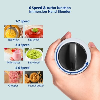 BioloMix 1200W 5-in-1 Immersion Hand Stick Blender Mixer Vegetable Meat Grinder 800ml Chopper Whisk 600ml Smoothie Cup - Image 2