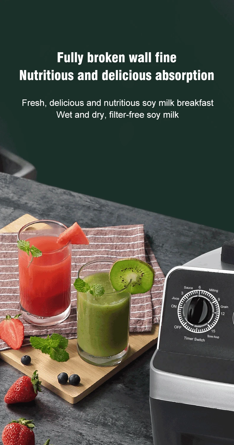 Heavy Duty Commercial BlenderJuicer Food Processor Ice Smoothies Blender Mixer High Power Juice maker Crusher 2000W EU Plug