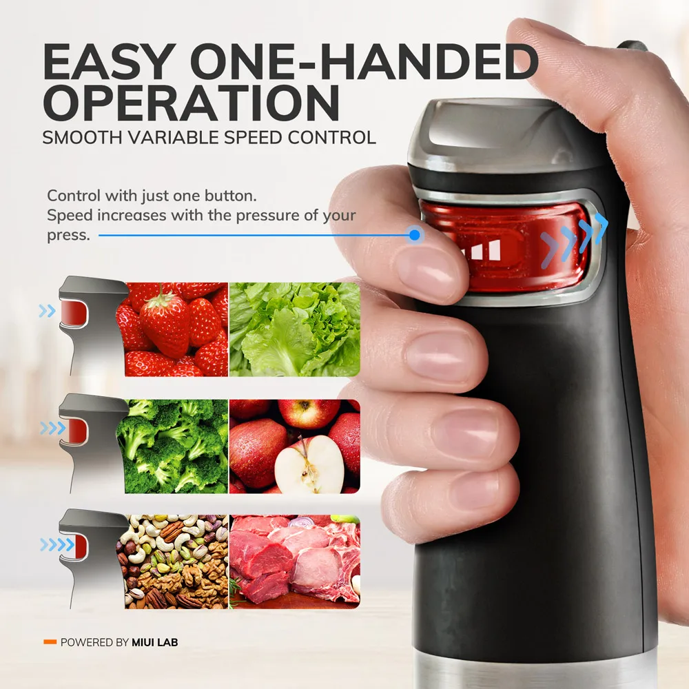 MIUI Electric Hand Held Stick Blender 6-in-1 Multi-Purpose Immersion Hand Blender,Stainless Steel Blades,Home & Kitchen,1200W MIUI Electric Hand Held Stick Blender 6-in-1 Multi-Purpose Immersion Hand Blender,Stainless Steel Blades,Home & Kitchen,1200W