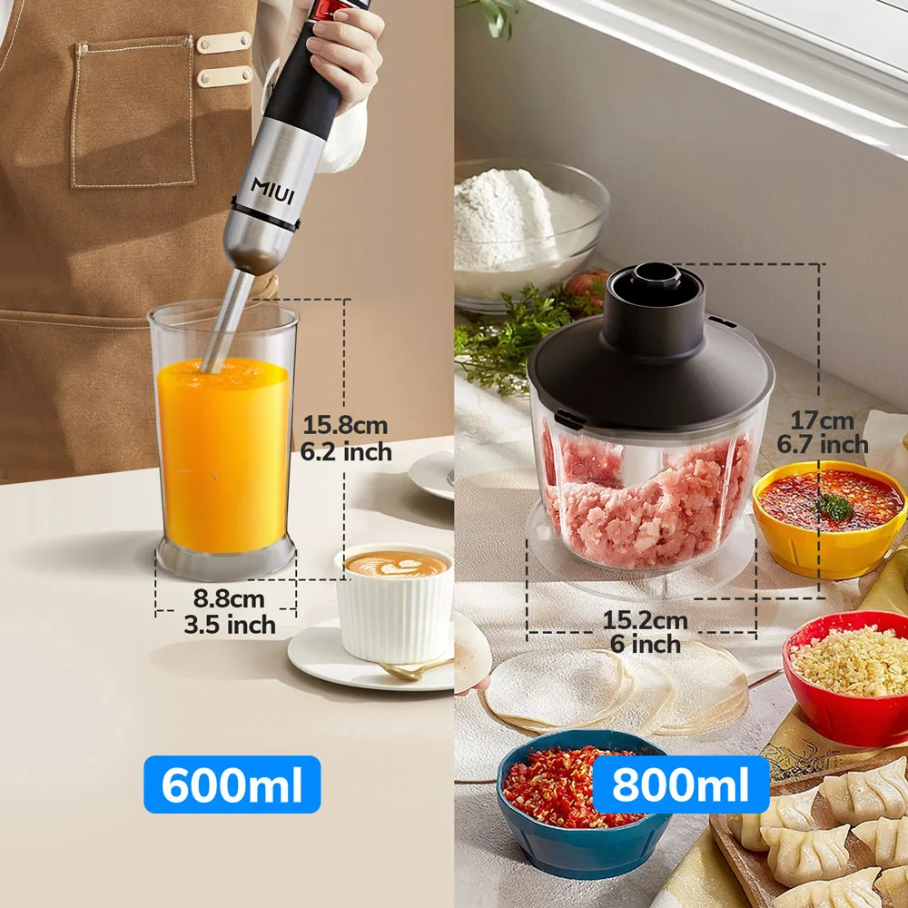 MIUI Electric Hand Held Stick Blender 6-in-1 Multi-Purpose Immersion Hand Blender,Stainless Steel Blades,Home & Kitchen,1200W MIUI Electric Hand Held Stick Blender 6-in-1 Multi-Purpose Immersion Hand Blender,Stainless Steel Blades,Home & Kitchen,1200W