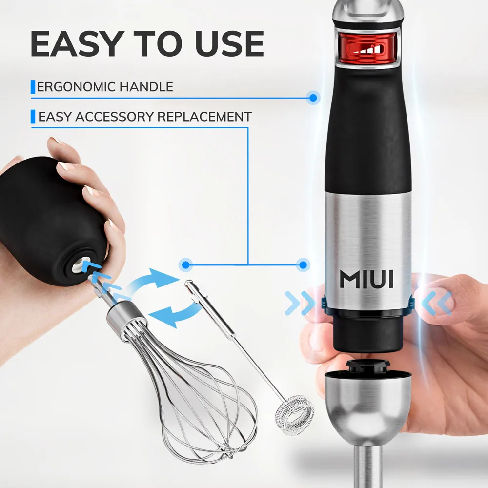MIUI Electric Hand Held Stick Blender 6-in-1 Multi-Purpose Immersion Hand Blender,Stainless Steel Blades,Home & Kitchen,1200W MIUI Electric Hand Held Stick Blender 6-in-1 Multi-Purpose Immersion Hand Blender,Stainless Steel Blades,Home & Kitchen,1200W