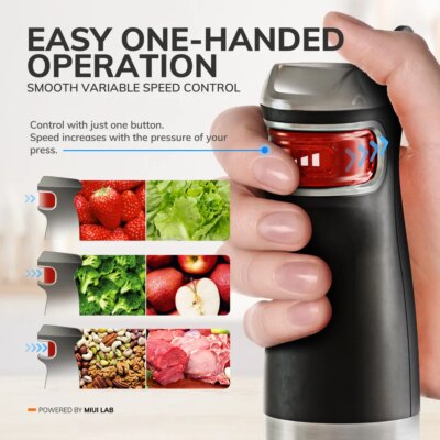 MIUI Electric Hand Held Stick Blender 6-in-1 Multi-Purpose Immersion Hand Blender,Stainless Steel Blades,Home & Kitchen,1200W - Image 3