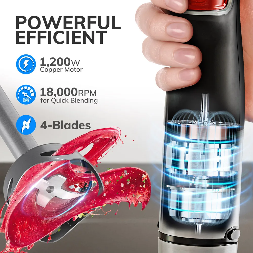 MIUI Electric Hand Held Stick Blender 6-in-1 Multi-Purpose Immersion Hand Blender,Stainless Steel Blades,Home & Kitchen,1200W MIUI Electric Hand Held Stick Blender 6-in-1 Multi-Purpose Immersion Hand Blender,Stainless Steel Blades,Home & Kitchen,1200W