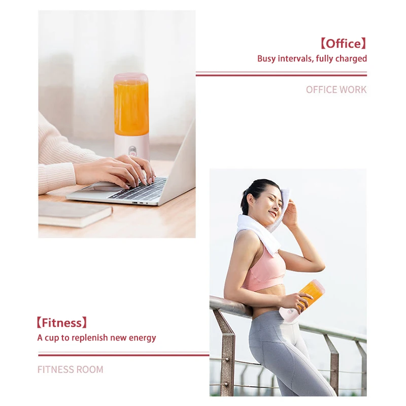 Xiaomi Mini Juicer Milk Shake Cup Small Portable Electric Wireless Juicer Home Usb Rechargeable 6 Blades Fruit Juice Blenders