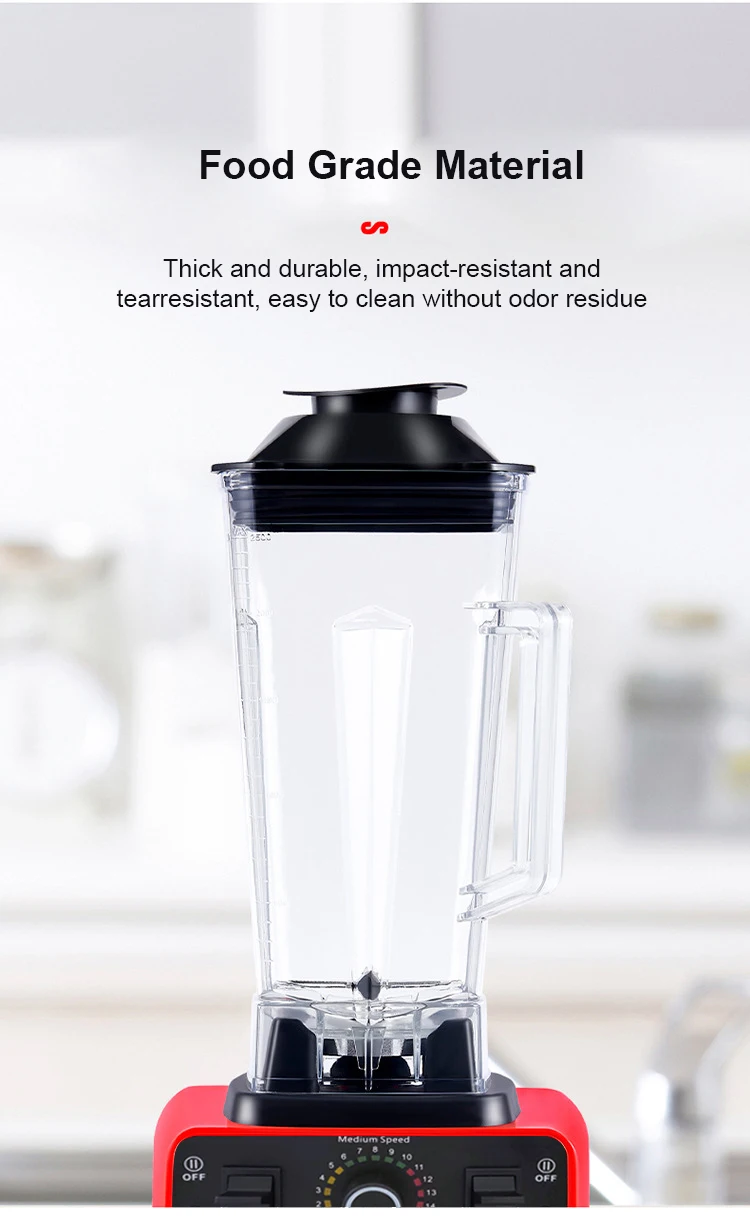 2000W Stationary Blender Heavy Duty Commercial Mixer Ice Smoothies Appliances for Kitchen Professional High Power Food Processor