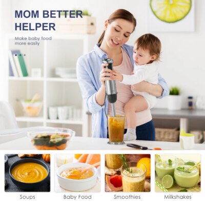 Hand Blender 1000W, Reemix 5-in-1 Electric Stick Blender, Copper Motor Stainless Steel Blade Stick Blender Mixer with Turbo Mode - Image 4