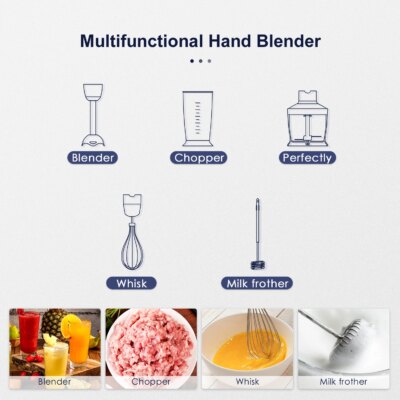 Hand Blender 1000W, Reemix 5-in-1 Electric Stick Blender, Copper Motor Stainless Steel Blade Stick Blender Mixer with Turbo Mode - Image 6