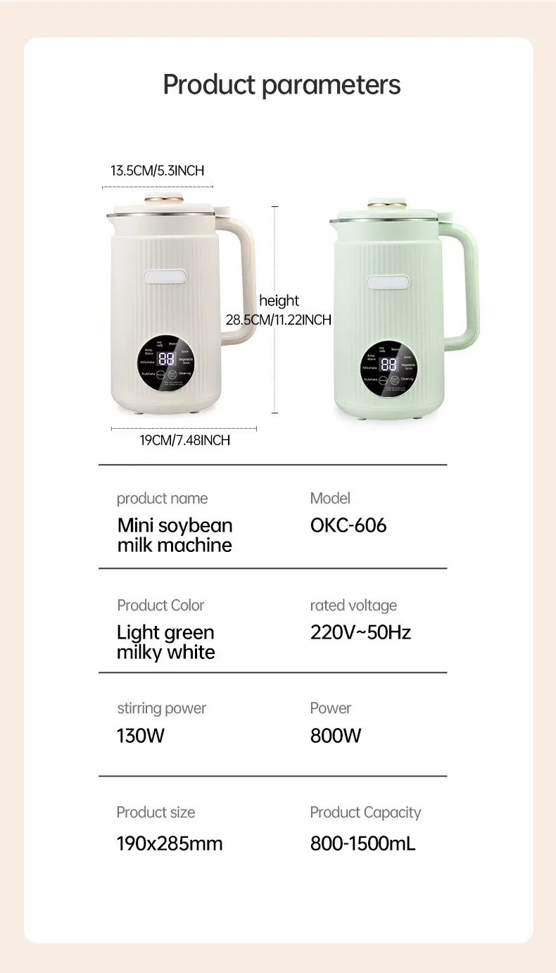 220V/110V  Multifunctional Electric Soybean Milk Machine Food Blender Automatic Fruit Juice Maker Water Boiling Kettl Soy