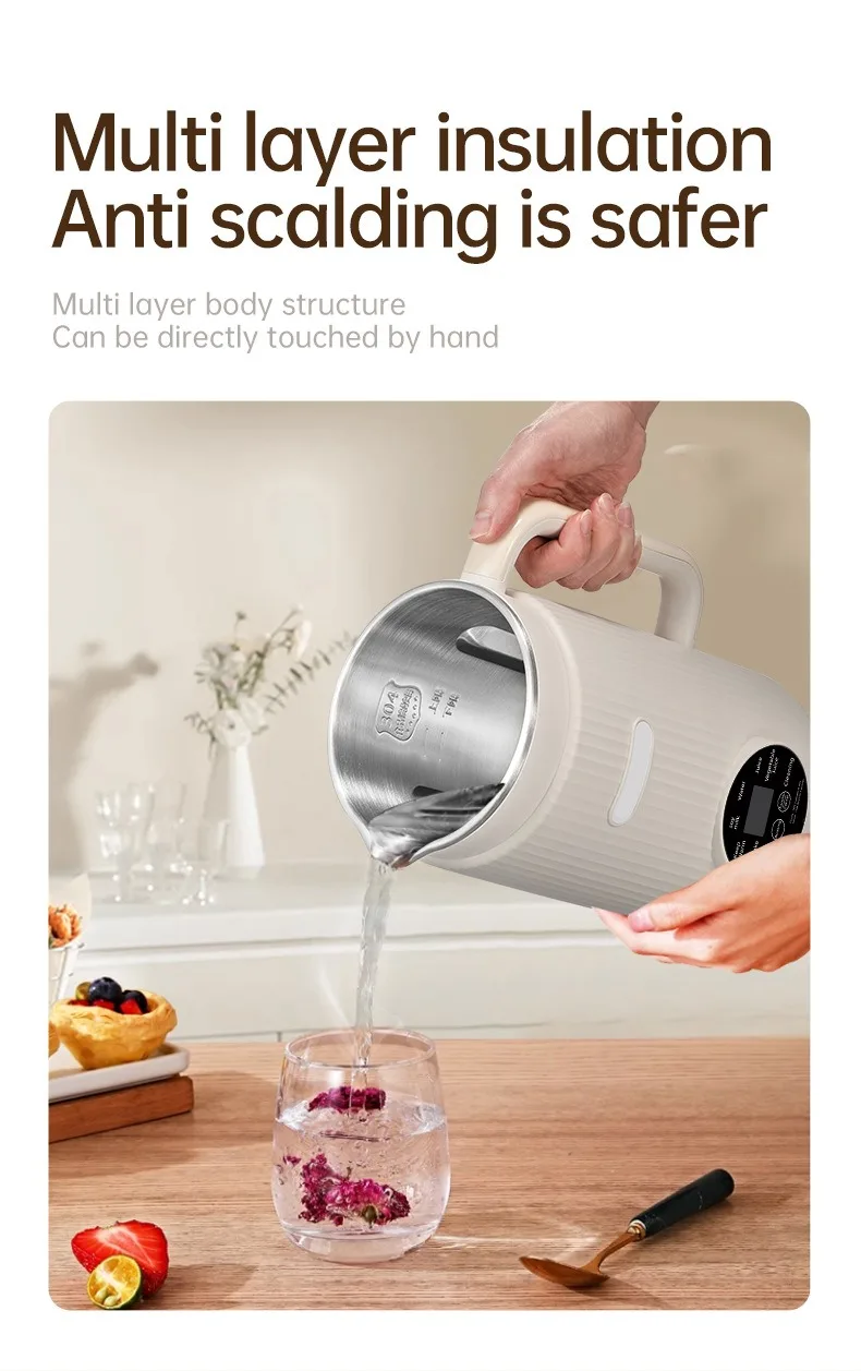 220V/110V  Multifunctional Electric Soybean Milk Machine Food Blender Automatic Fruit Juice Maker Water Boiling Kettl Soy