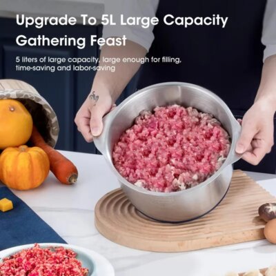 Electric Meat Grinders 5L Food Crusher Stainless Steel Multifunctional Vegetable Slicer Processor Chopper Kitchen Blenders - Image 6