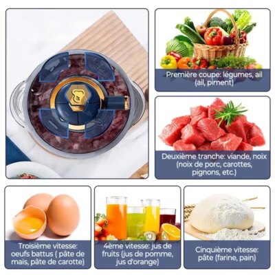 Electric Meat Grinders 5L Food Crusher Stainless Steel Multifunctional Vegetable Slicer Processor Chopper Kitchen Blenders - Image 5