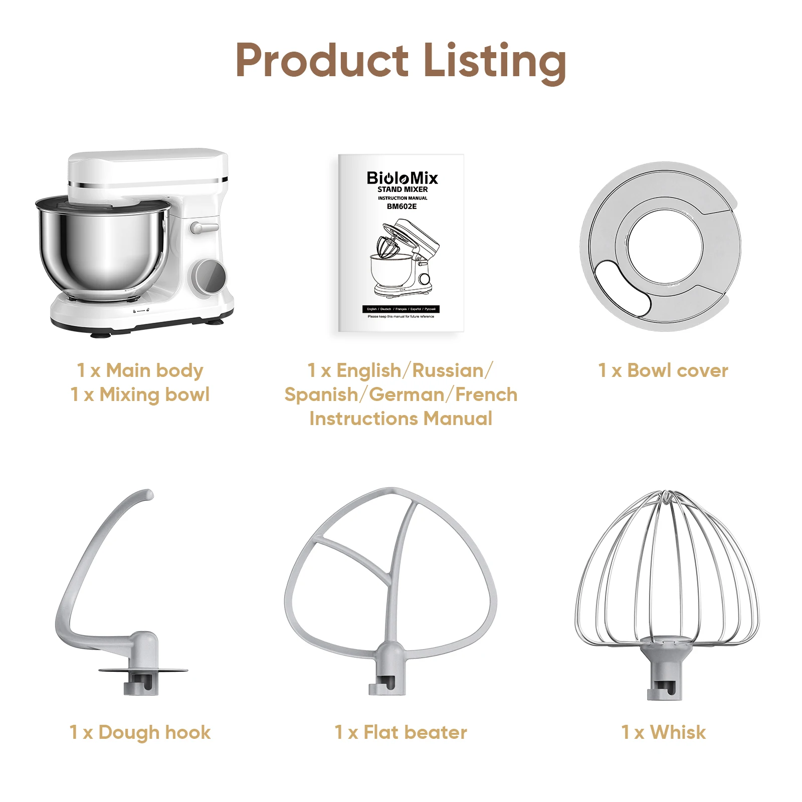 BioloMix Kitchen Food Stand Mixer, 1200W 11-Speeds DC Motor, Digital OLED Screen, Electric Food Mixer with Dough Hook, Whisk BioloMix Kitchen Food Stand Mixer, 1200W 11-Speeds DC Motor, Digital OLED Screen, Electric Food Mixer with Dough Hook, Whisk