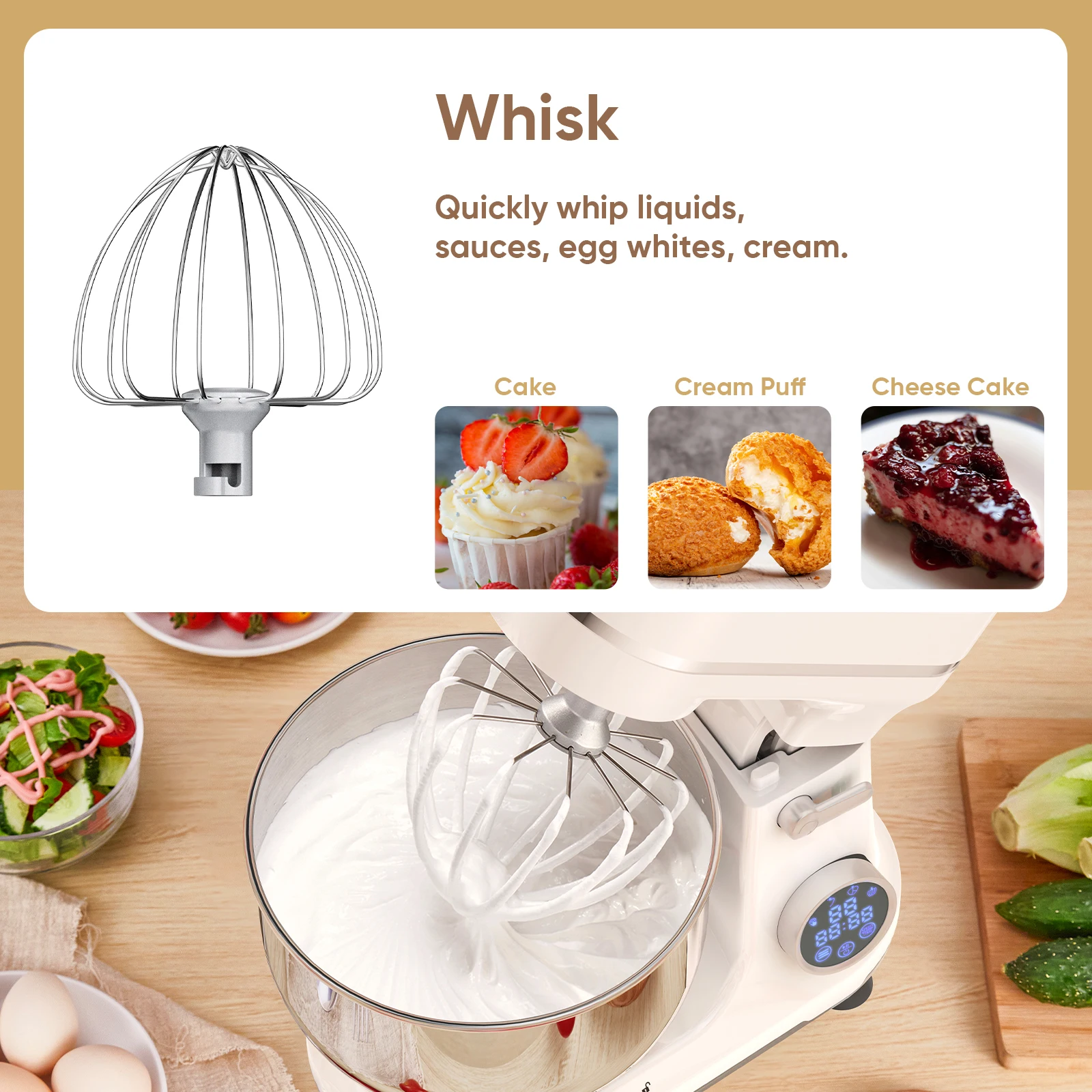 BioloMix Kitchen Food Stand Mixer, 1200W 11-Speeds DC Motor, Digital OLED Screen, Electric Food Mixer with Dough Hook, Whisk BioloMix Kitchen Food Stand Mixer, 1200W 11-Speeds DC Motor, Digital OLED Screen, Electric Food Mixer with Dough Hook, Whisk