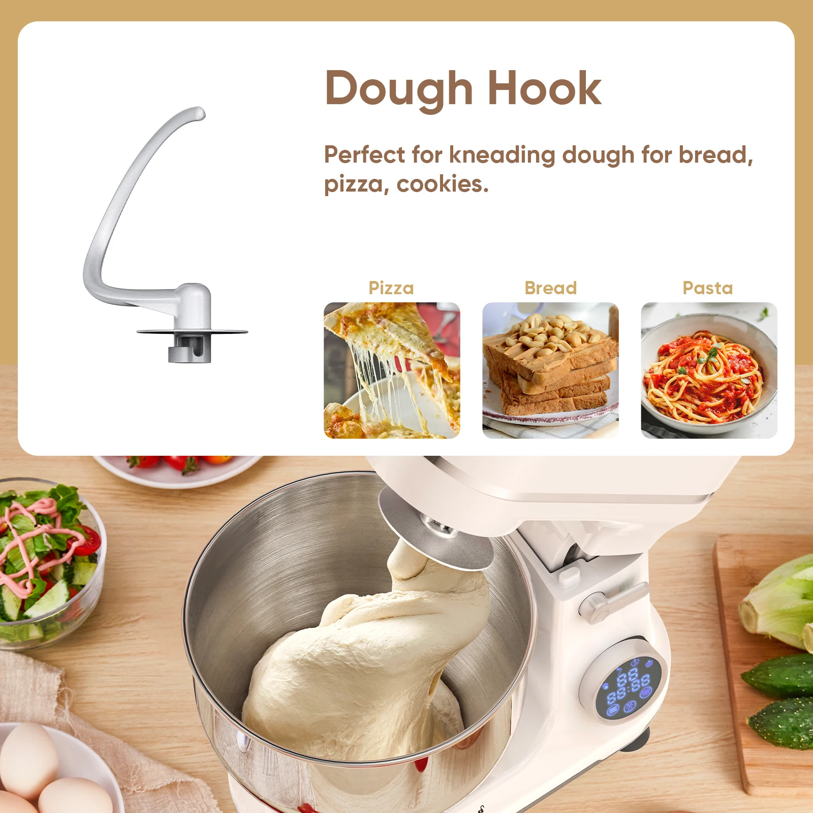 BioloMix Kitchen Food Stand Mixer, 1200W 11-Speeds DC Motor, Digital OLED Screen, Electric Food Mixer with Dough Hook, Whisk BioloMix Kitchen Food Stand Mixer, 1200W 11-Speeds DC Motor, Digital OLED Screen, Electric Food Mixer with Dough Hook, Whisk