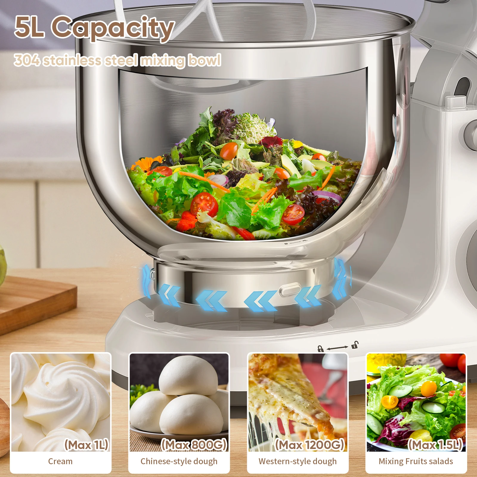 BioloMix Kitchen Food Stand Mixer, 1200W 11-Speeds DC Motor, Digital OLED Screen, Electric Food Mixer with Dough Hook, Whisk BioloMix Kitchen Food Stand Mixer, 1200W 11-Speeds DC Motor, Digital OLED Screen, Electric Food Mixer with Dough Hook, Whisk
