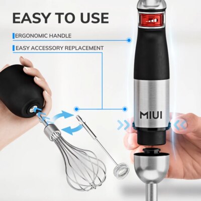 MIUI Electric Hand Held Stick Blender 6-in-1 Multi-Purpose Immersion Hand Blender Stainless Steel Blades Home Kitchen1200W - Image 4